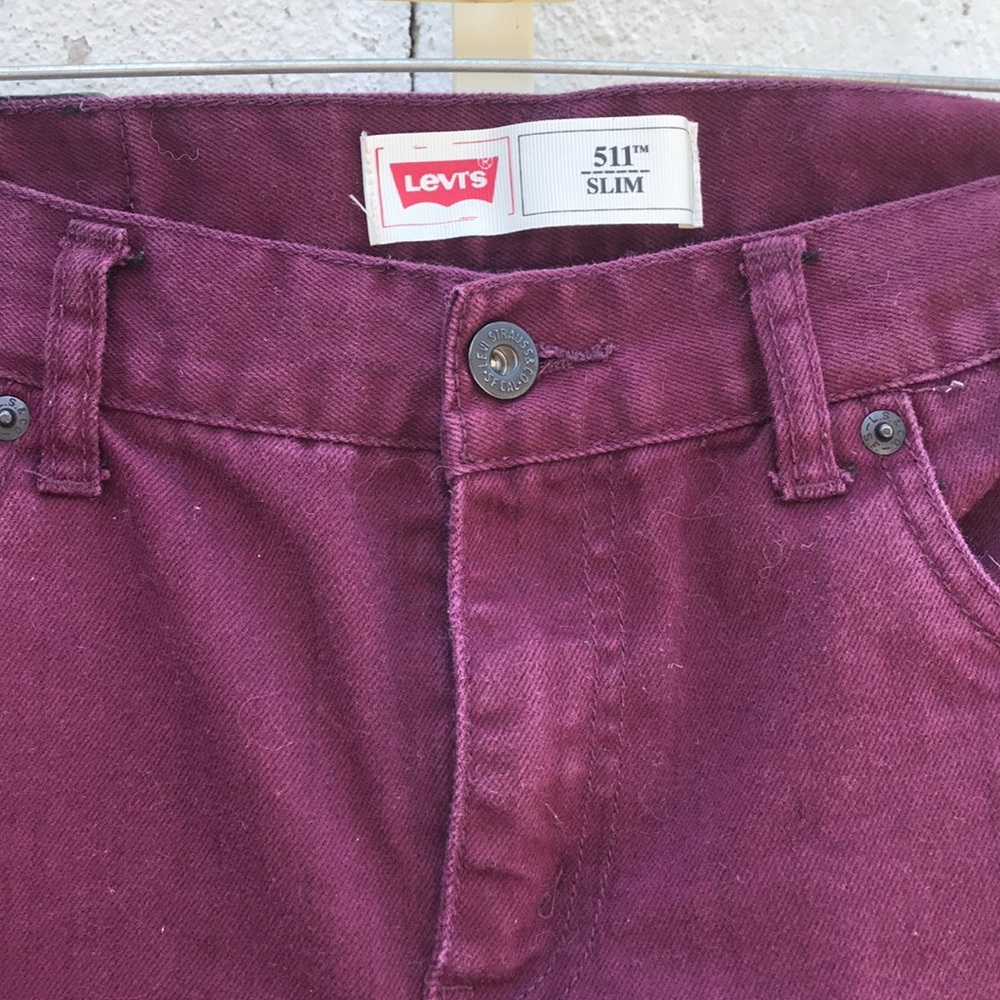 Levi’s 511s berry/maroon colored jeans